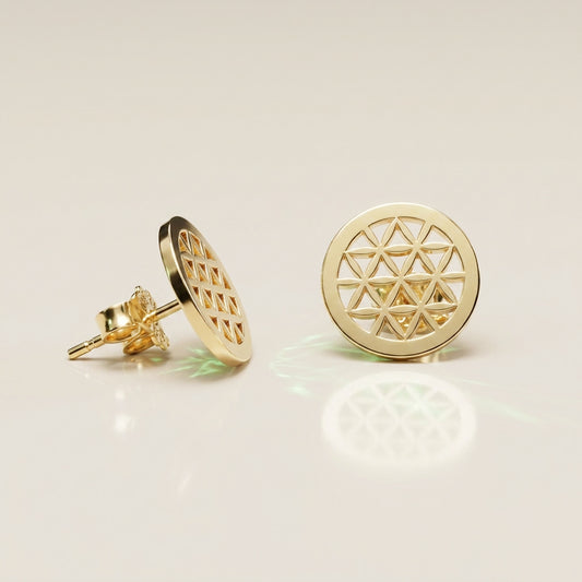 Aretes Flor de la Vida en Oro Amarillo de 10K
