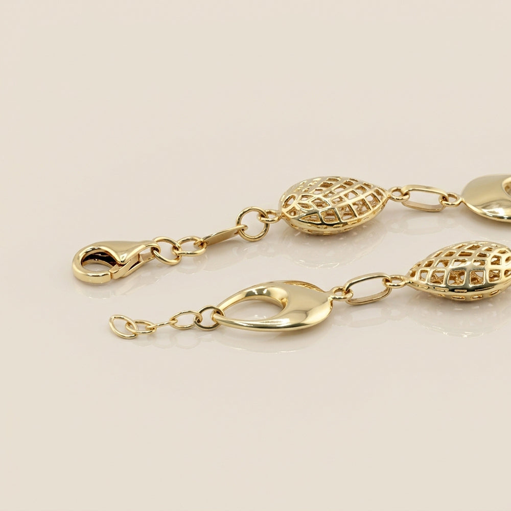 Pulsera Peras Caladas en Oro Amarillo de 14K