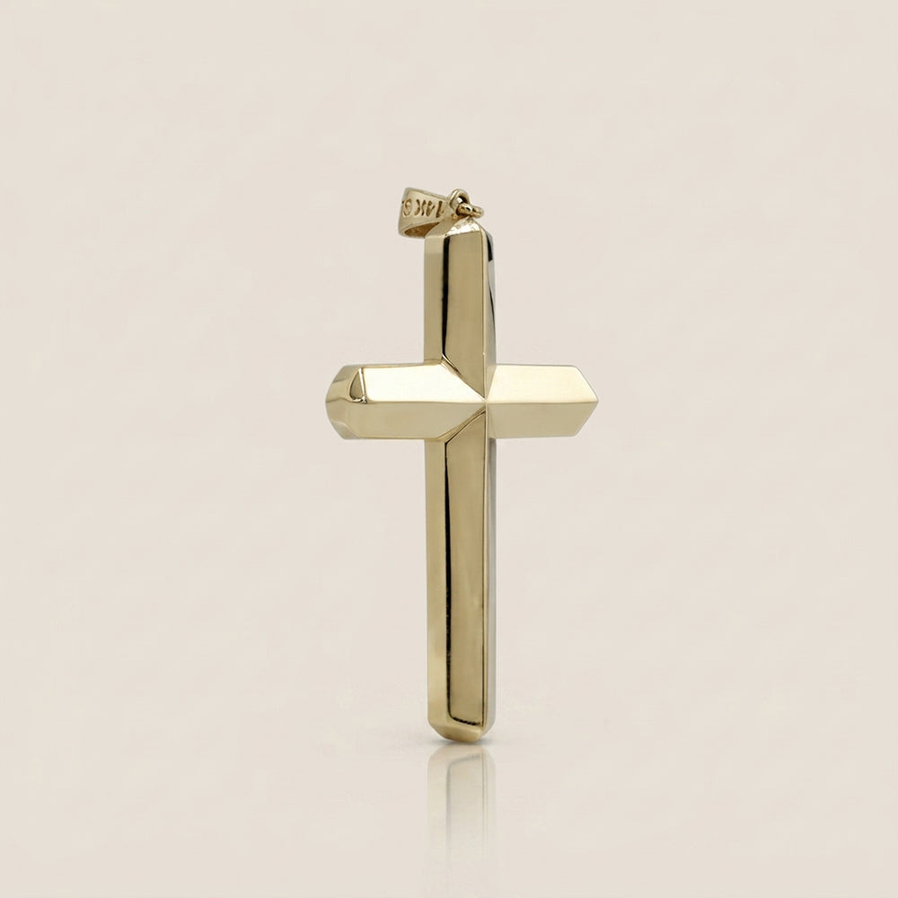 Dije Cruz Afilado en Oro Amarillo de 14K