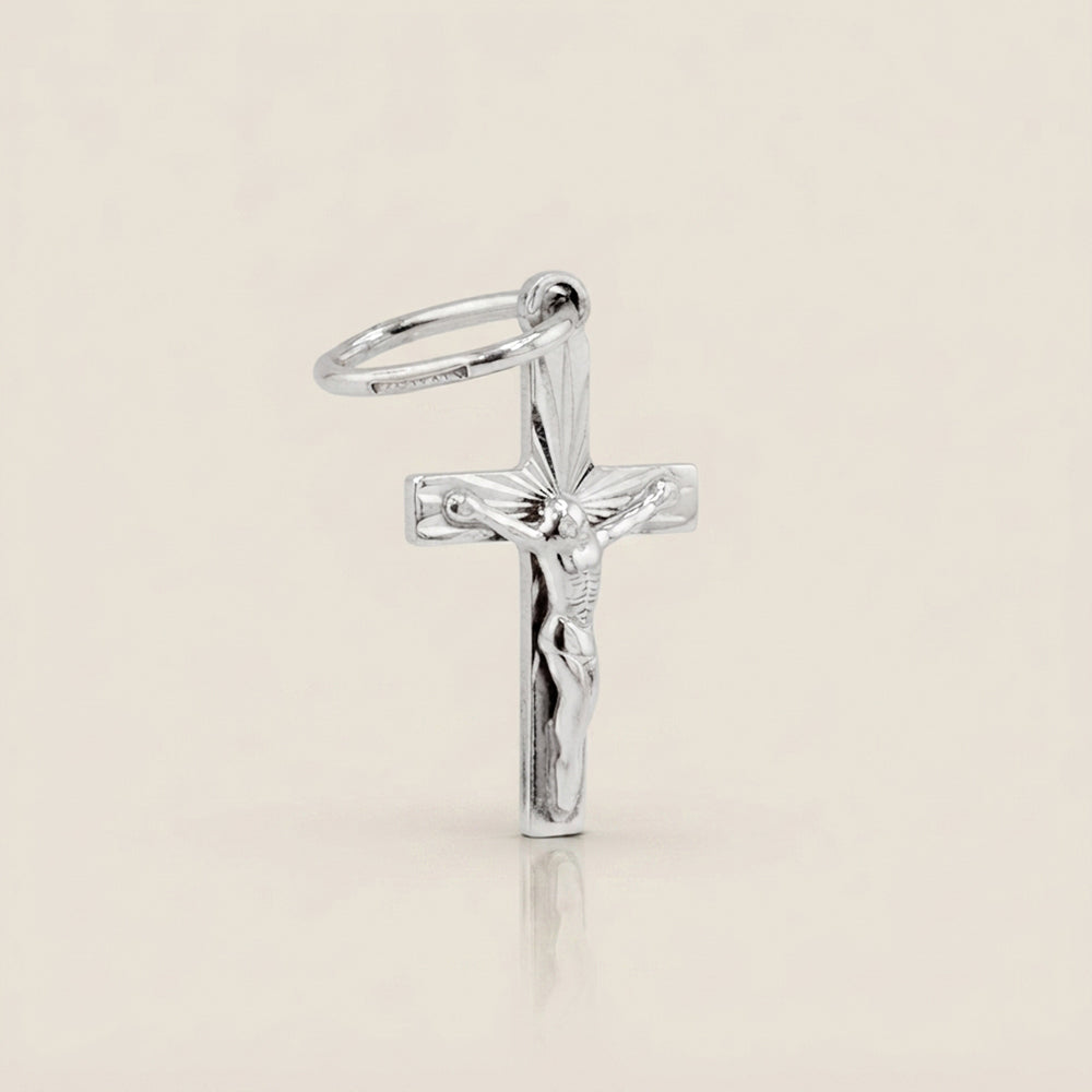 Dije Cruz en Oro Blanco de 14K