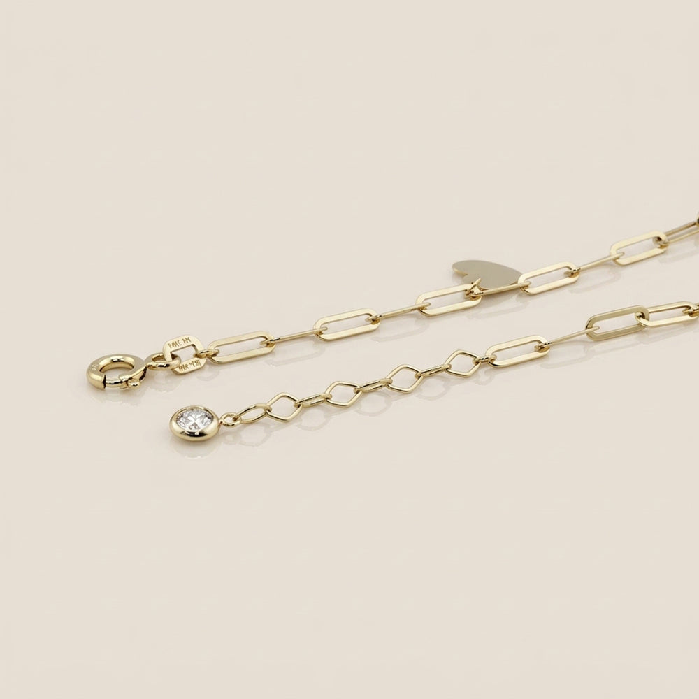 Pulsera Corazones Colgantes en Oro Amarillo de 14K