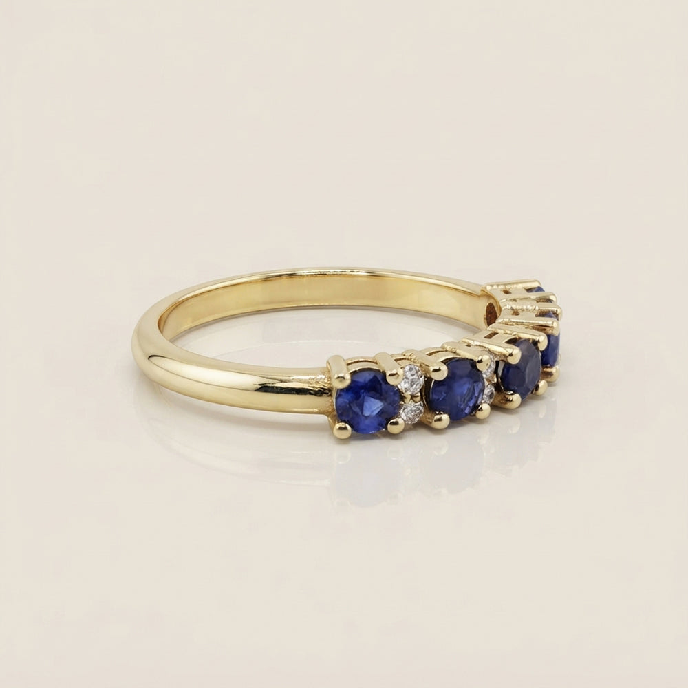 Churumbela Isabel con Zafiros y Diamantes en Oro Amarillo de 14K