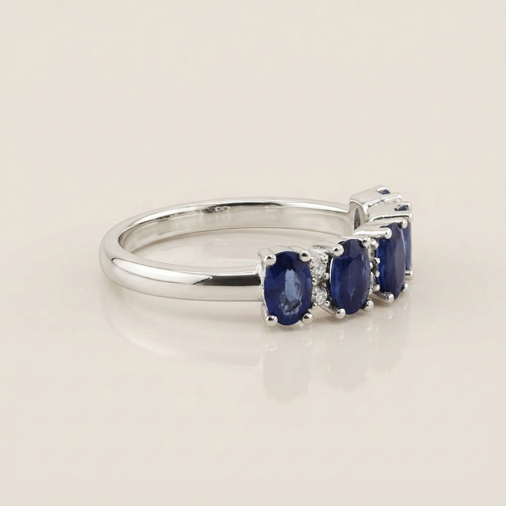 Churumbela Camila con Zafiros y Diamantes en Oro Blanco de 14K