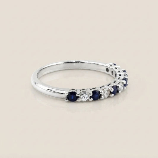 Churumbela Andrea con Zafiros y Diamantes en Oro Blanco de 14K