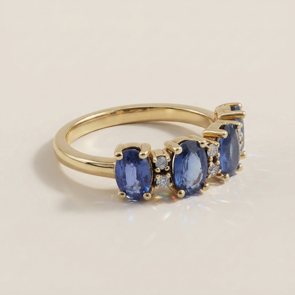 Churumbela Camila con Zafiros y Diamantes en Oro Amarillo de 14K