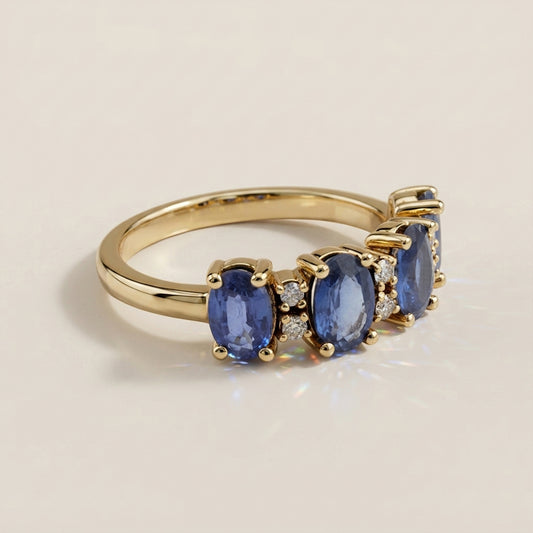 Churumbela Camila con Zafiros y Diamantes en Oro Amarillo de 14K