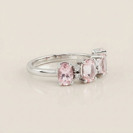 Churumbela Camila con Morganitas y Diamantes en Oro Blanco de 14K