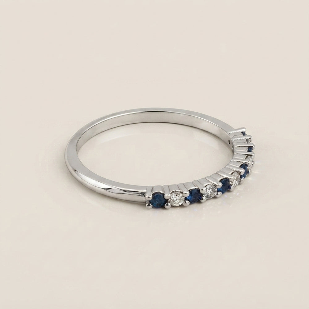 Churumbela Andrea con Zafiros y Diamantes en Oro Blanco de 14K