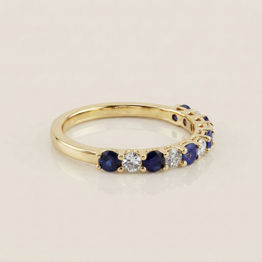Churumbela Domo con Zafiros y Diamantes en Oro Amarillo de 14K