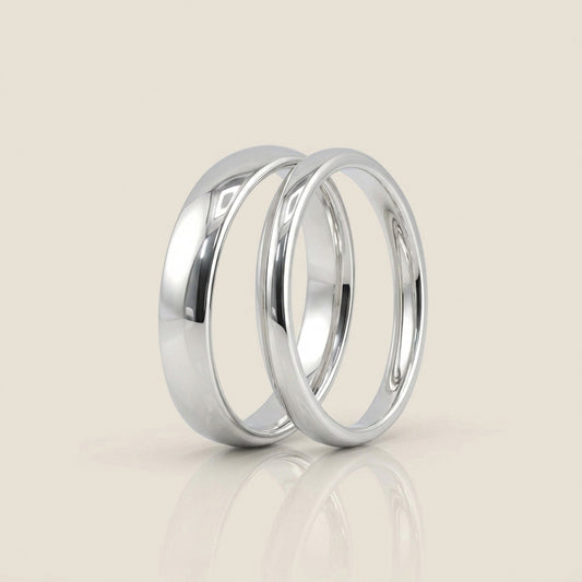 Par de Argollas Media Caña, 2.5 mm & 4 mm en Oro de 18K