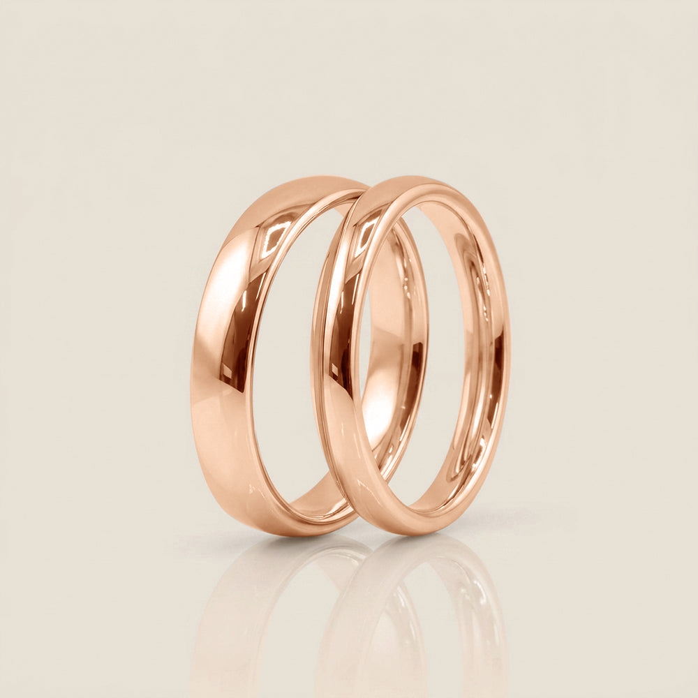 Par de Argollas Media Caña, 3 mm & 4 mm en Oro de 10K