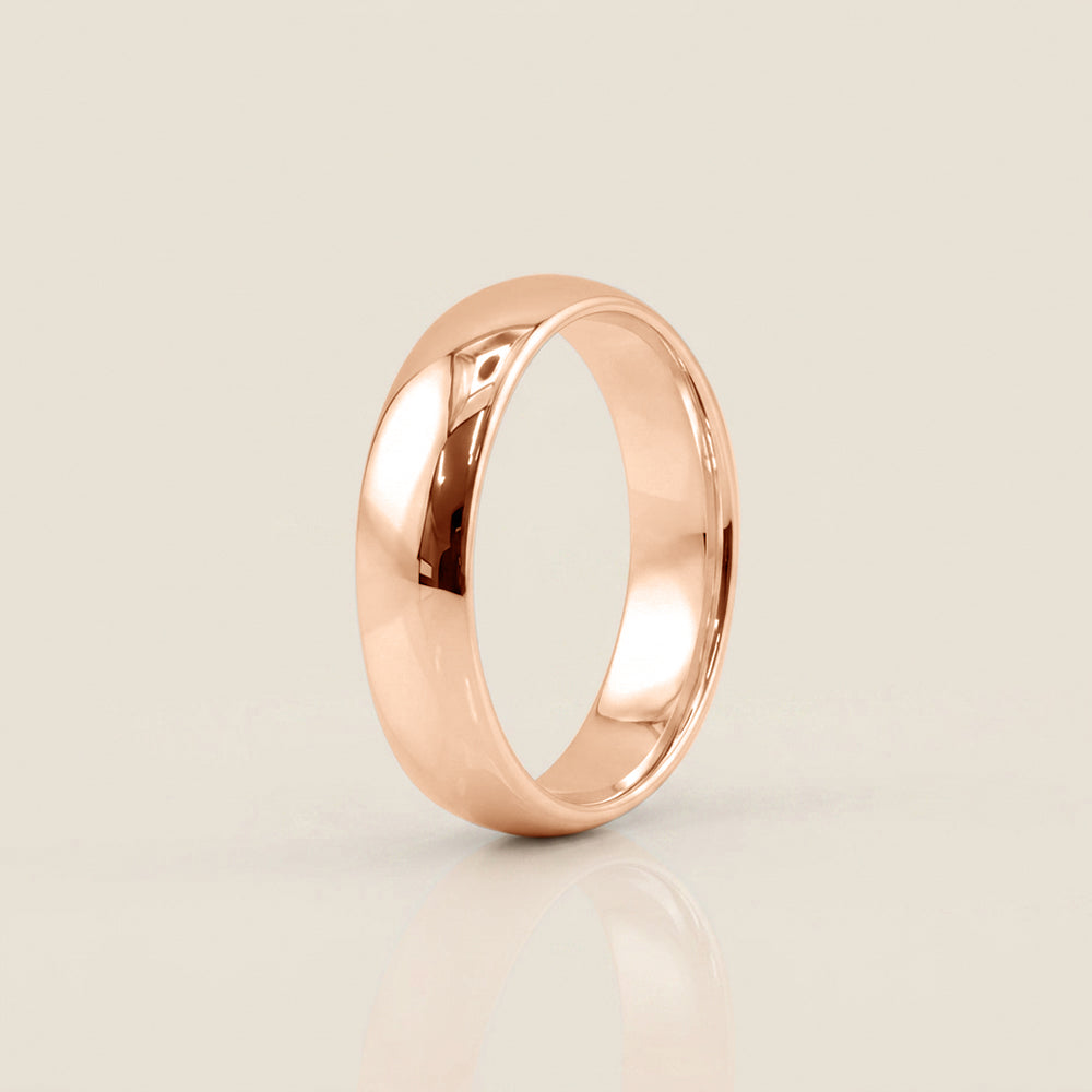 Argolla Individual Media Caña 5 mm en Oro de 14K