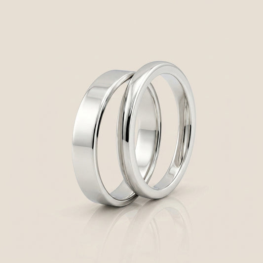 Par de Argollas Planas, 2.5 mm & 4 mm en Oro de 18K
