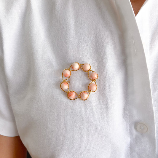Broche de Corales en Oro Amarillo de 14K