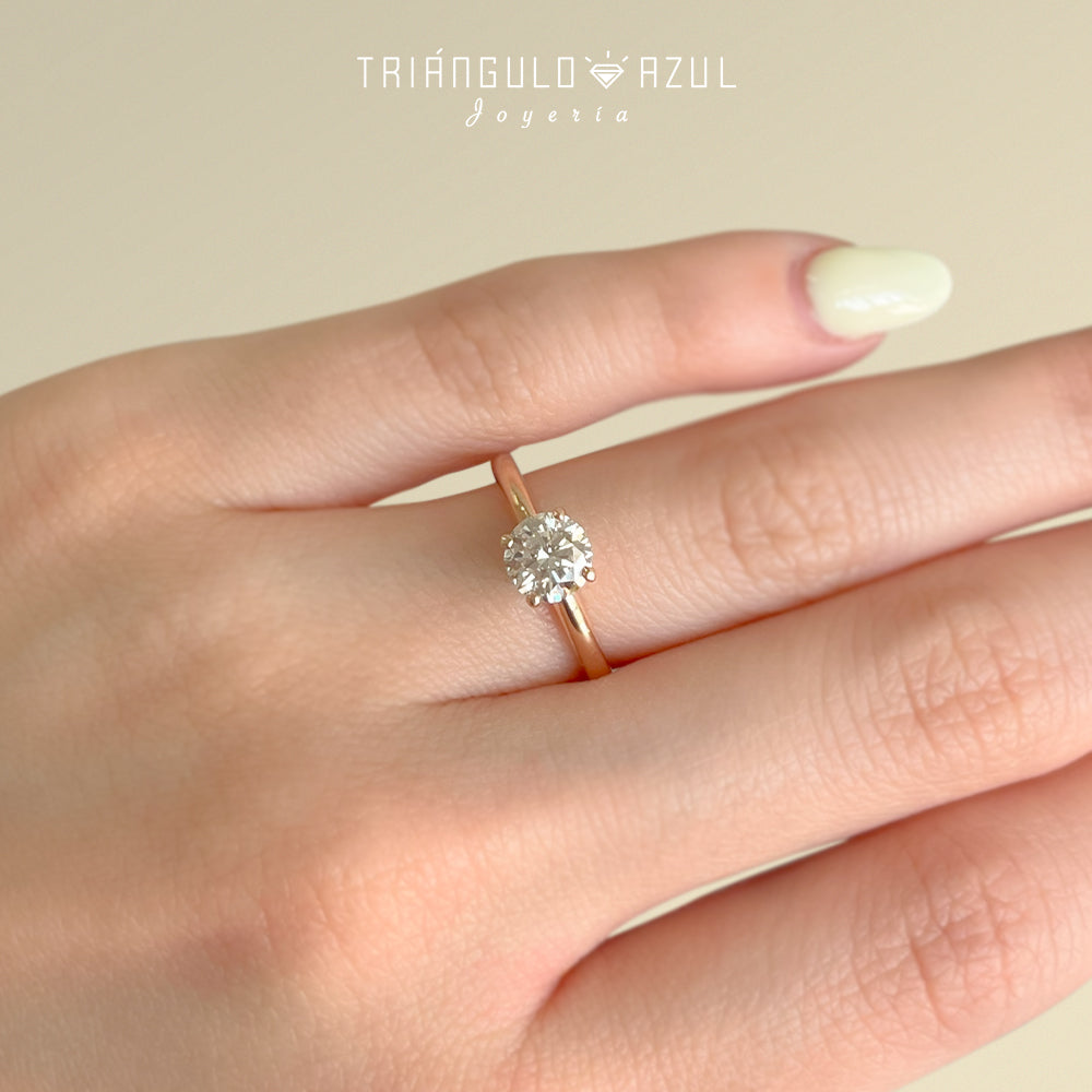 Anillo de Compromiso con Diamante de 0.90 CTS L SI2 en Oro Rosa de 14K