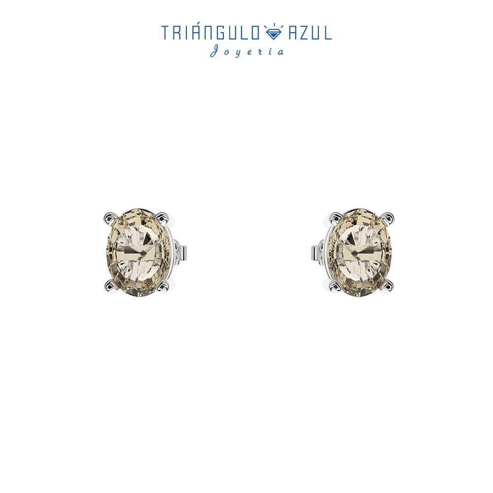 Broqueles de Morganita en Oro Blanco de 14K