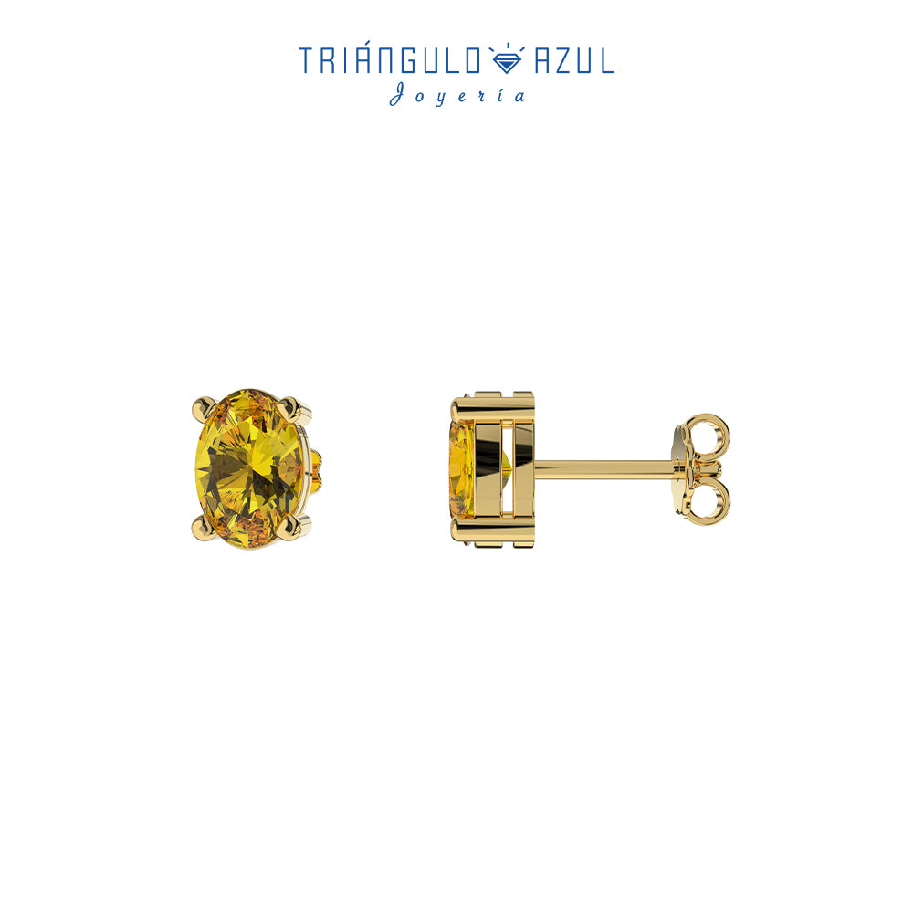 Broquel de Zafiro Amarillo con 1.35 CTS Total en Oro Amarillo de 14K