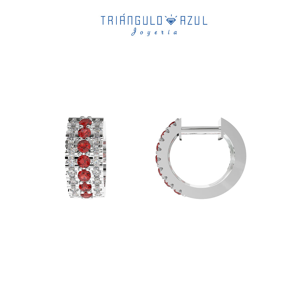 Arracadas de Rubíes con 0.38 CTS Total y Diamantes con 0.36 CTS Total en Oro Blanco de 14K