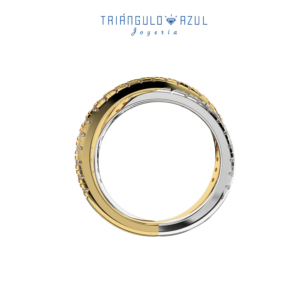 Churumbela Cruzada de Diamantes 0.63 CTS en Oro Amarillo y Oro Blanco de 14K