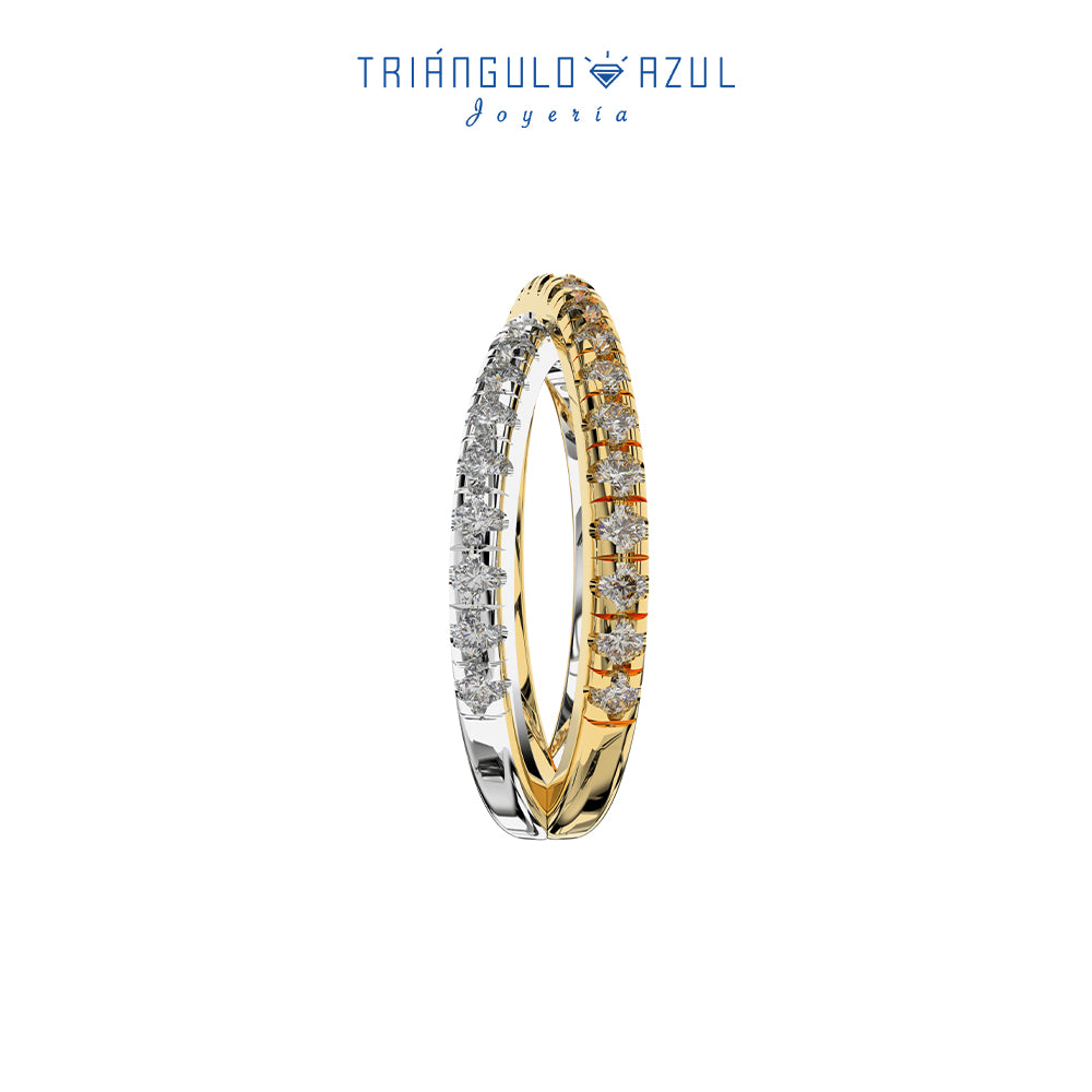 Churumbela Cruzada de Diamantes 0.63 CTS en Oro Amarillo y Oro Blanco de 14K