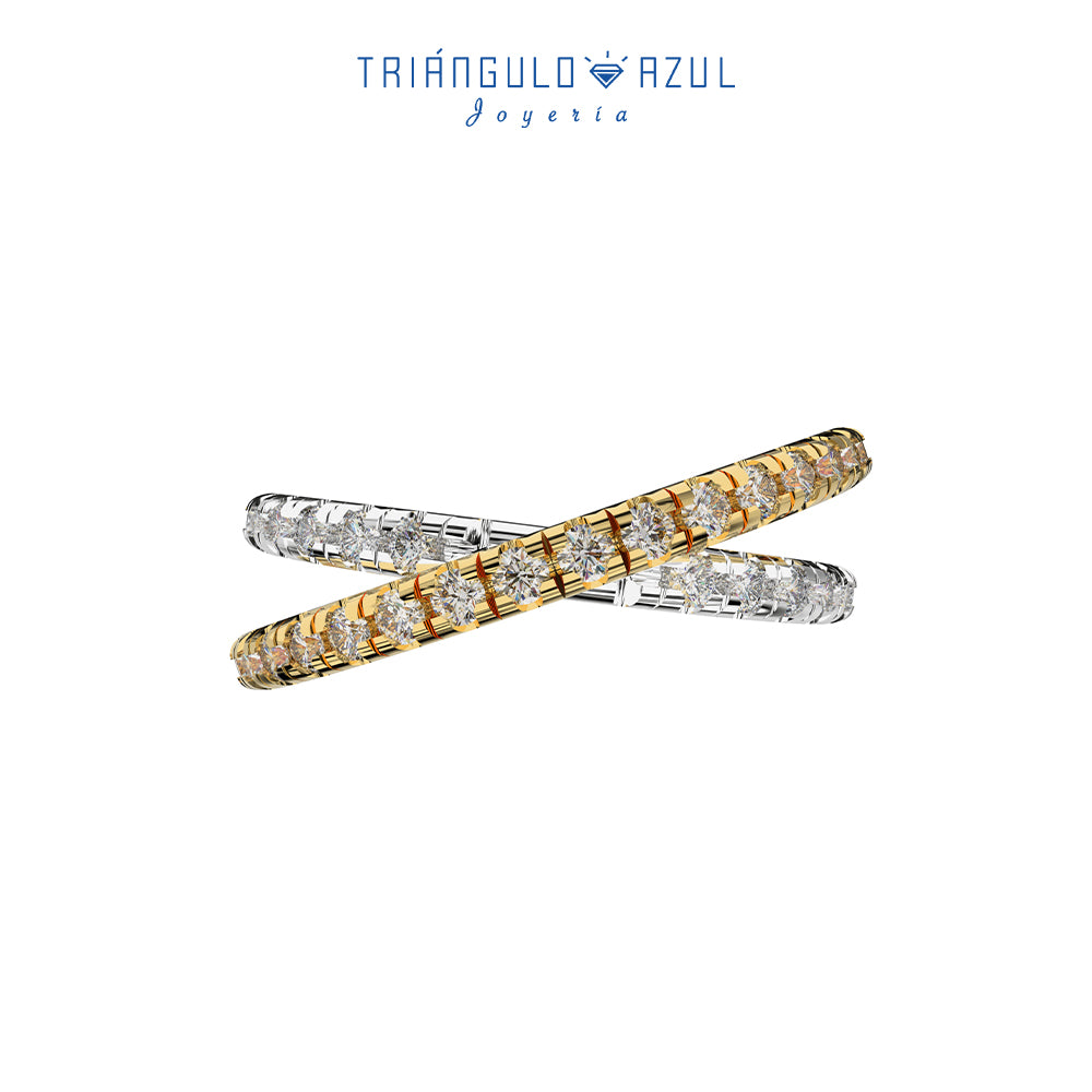 Churumbela Cruzada de Diamantes 0.63 CTS en Oro Amarillo y Oro Blanco de 14K