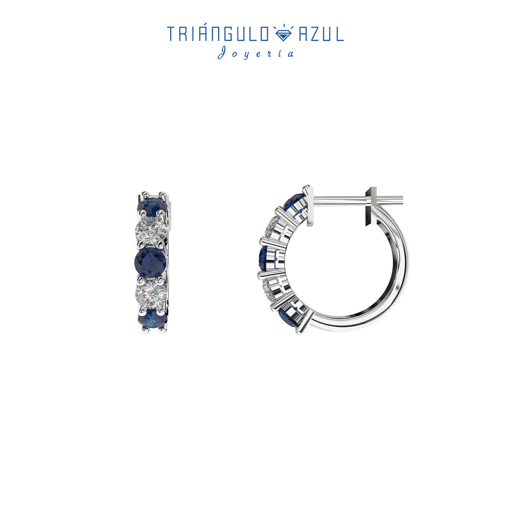 Arracadas Andrea Grandes de Zafiros con 1.32 CTS Total y Diamantes con 0.74 CTS Total en Oro Blanco de 14K