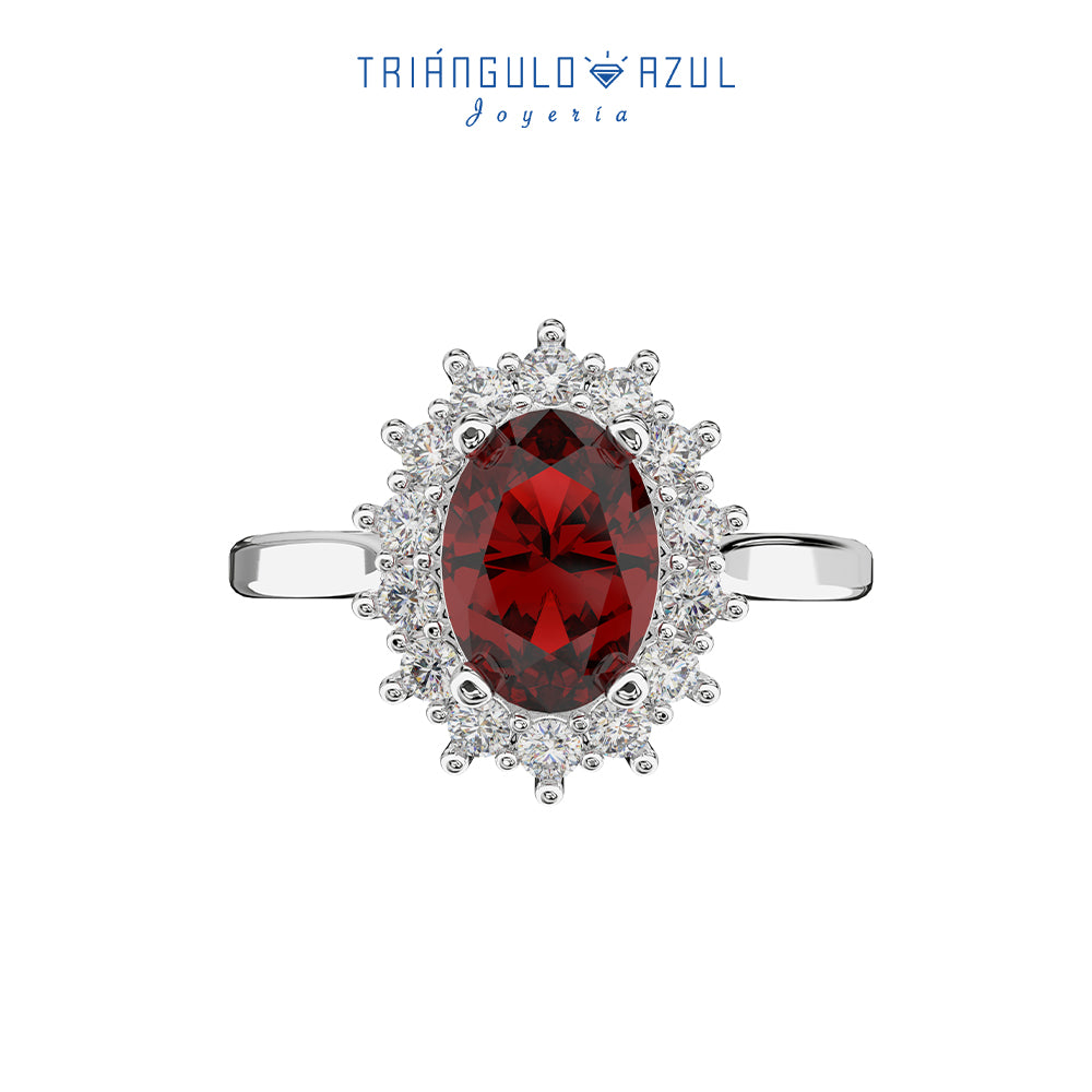 Anillo Lady D de Rubí con 1.01 CTS + Diamantes con 0.30 CTS Total en Oro Blanco de 14K