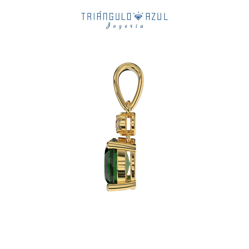 Dije Esmeralda 1.14CTS y Diamante 0.05CTS en Oro Amarillo de 14K