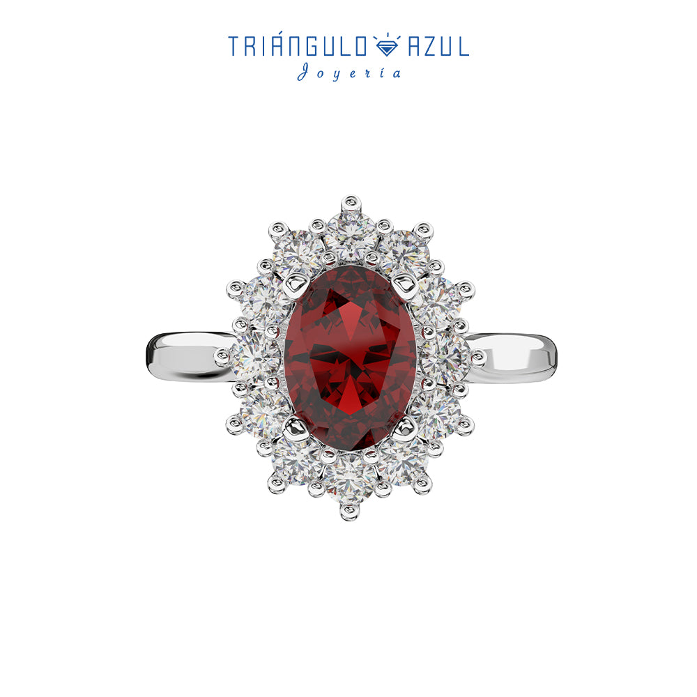 Anillo Lady D de Rubí con 1.12 CTS y Diamantes con 0.31 CTS Total en Oro Blanco de 14K