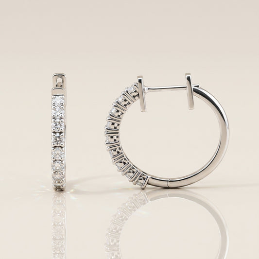 Arracadas Grandes de Diamantes en Oro Blanco de 14K