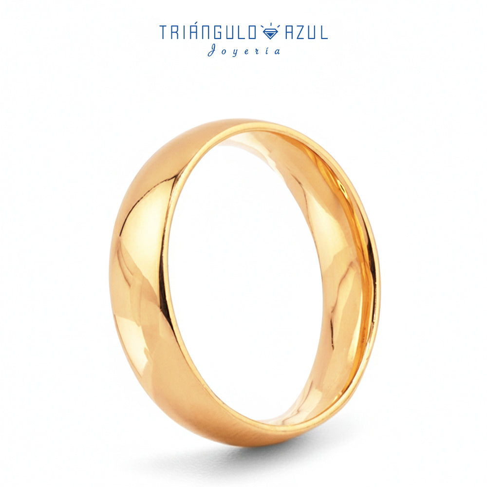 Argolla Media Caña 5.00mm en Oro Amarillo de 14K