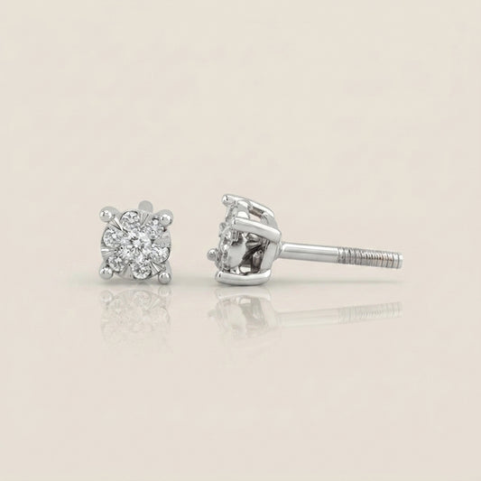 Broqueles con Diamantes en Oro Blanco de 14K