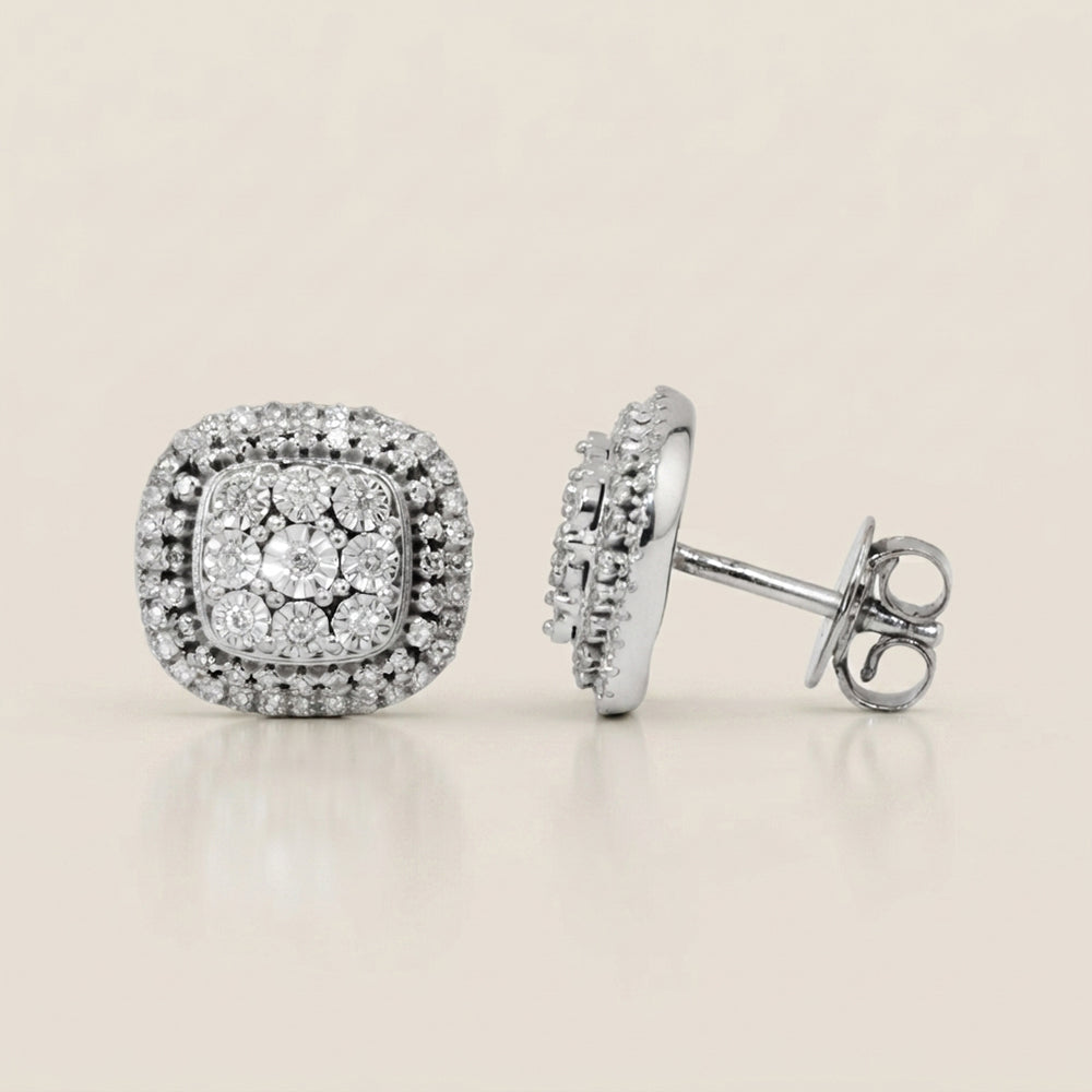 Aretes Miracle con Diamantes en Oro Blanco de 14K