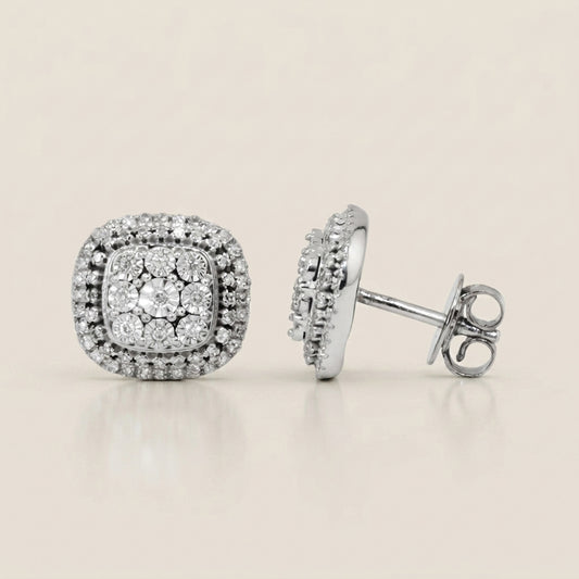 Aretes Miracle con Diamantes en Oro Blanco de 14K