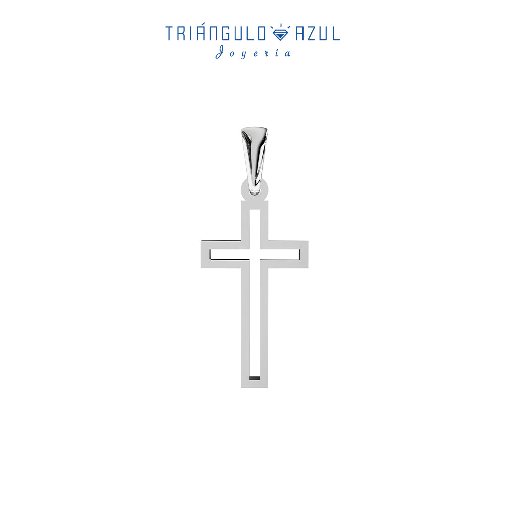 Dije Cruz Delineada en Oro Blanco de 14K