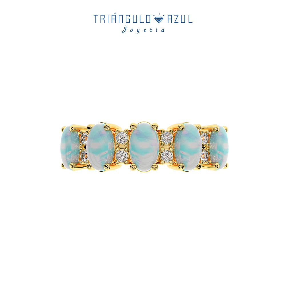 Churumbela Camila de Opalos 0.69CTS + Diamantes 0.08CTS en Oro Amarillo de 14K