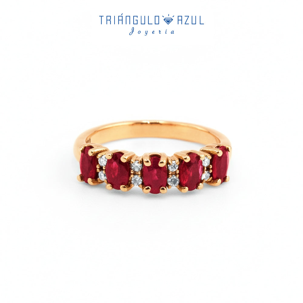 Churumbela Camila de Rubíes con 1.11 CTS Total y Diamantes con 0.08 CTS Total en Oro Amarillo de 14K