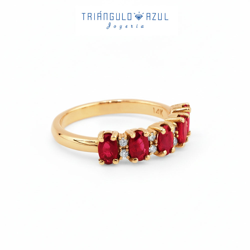 Churumbela Camila de Rubíes con 1.11 CTS Total y Diamantes con 0.08 CTS Total en Oro Amarillo de 14K