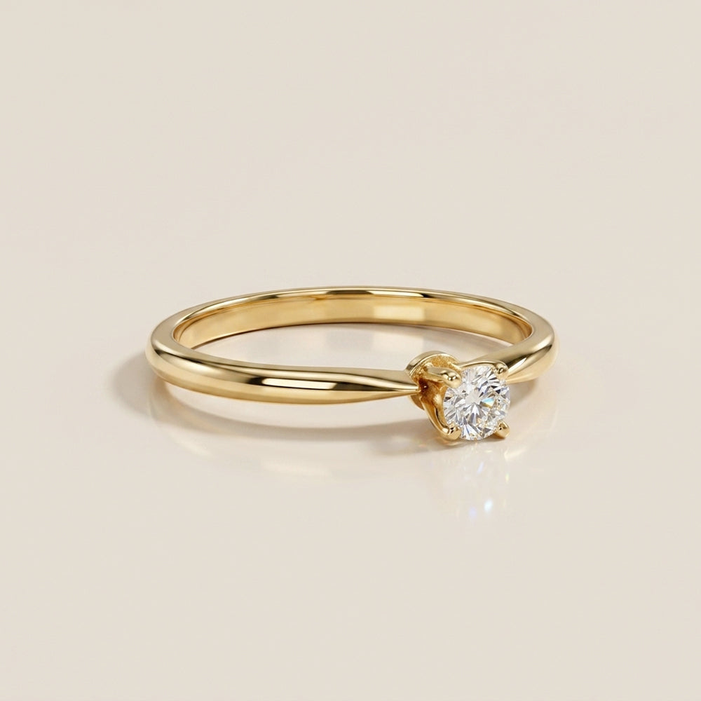 Anillo Compromiso Solitario en Oro Amarillo de 14K