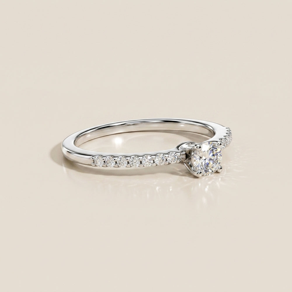 Anillo Compromiso Solitario en Oro Blanco de 14K