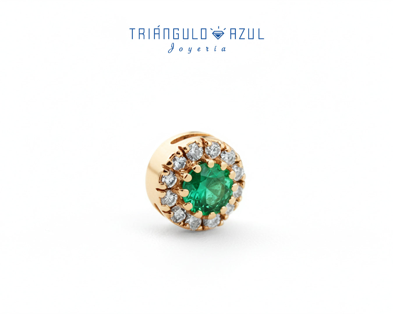 Dije a Juego de Esmeralda con 0.16 CTS Total y Diamantes con 0.11 CTS en Oro Amarillo de 14K