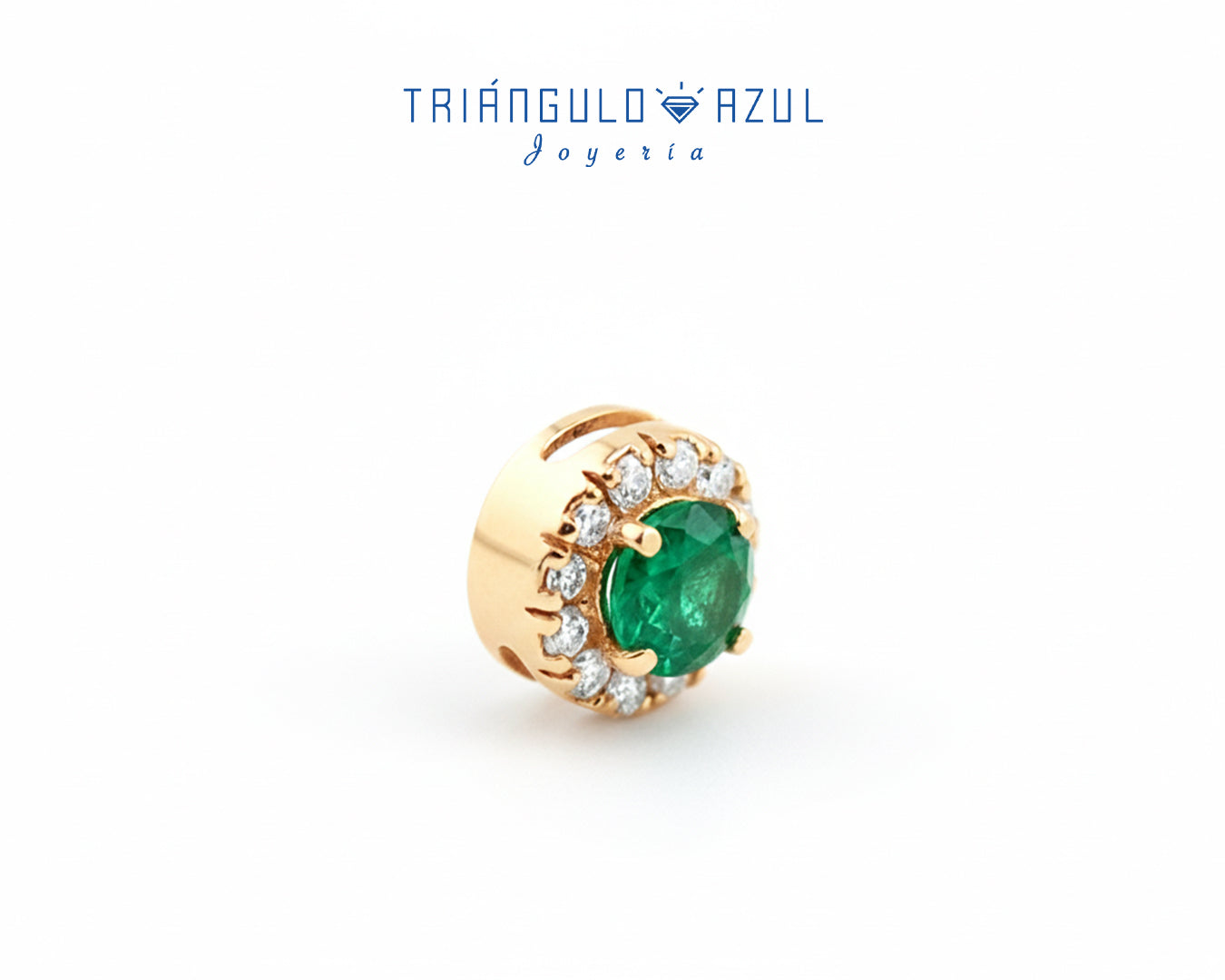 Dije a Juego de Esmeralda con 0.16 CTS Total y Diamantes con 0.11 CTS en Oro Amarillo de 14K