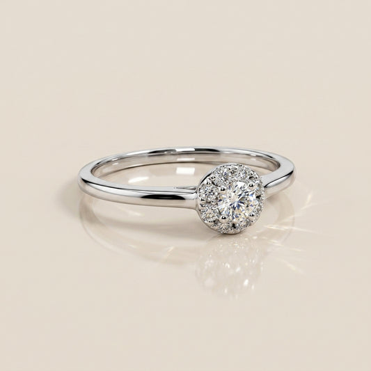 Anillo Compromiso Tipo Roseta en Oro Blanco de 14K