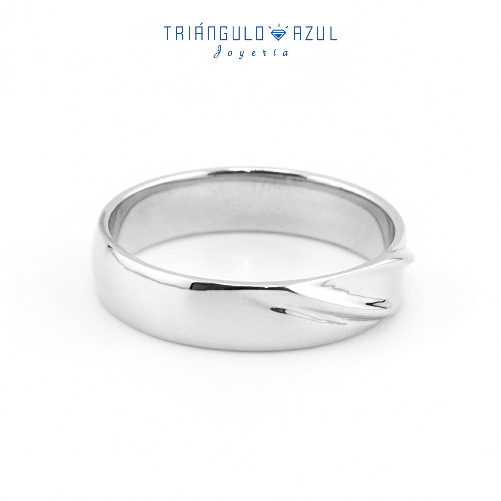 Argolla Con Diseño Media Caña 5mm en Oro Blanco de 14K