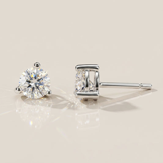 Broqueles Sencillos de Diamantes en Oro Blanco de 14K