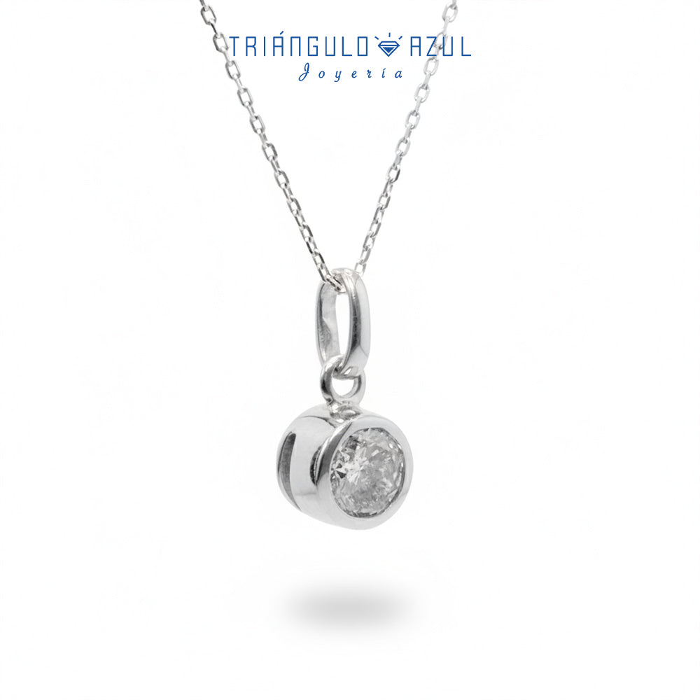 Dije Biselado de Diamante con 0.46 CTS Total en Oro Blanco de 14K