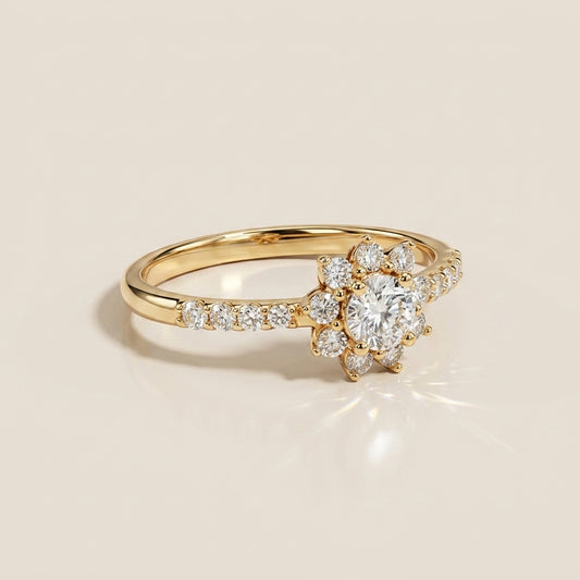 Anillo Estrella de Diamantes en Oro Amarillo de 14K