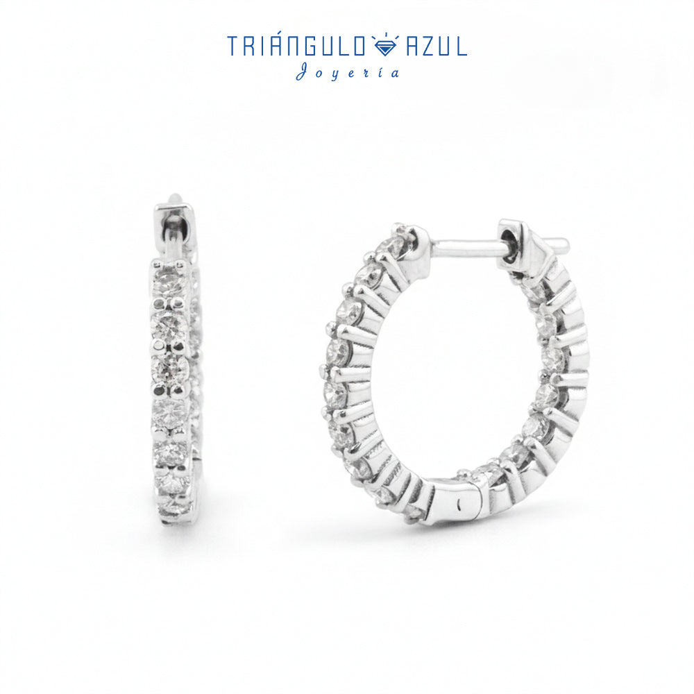 Arracadas In-Out con Diamantes con 0.94 CTS Total en Oro Blanco de 14K