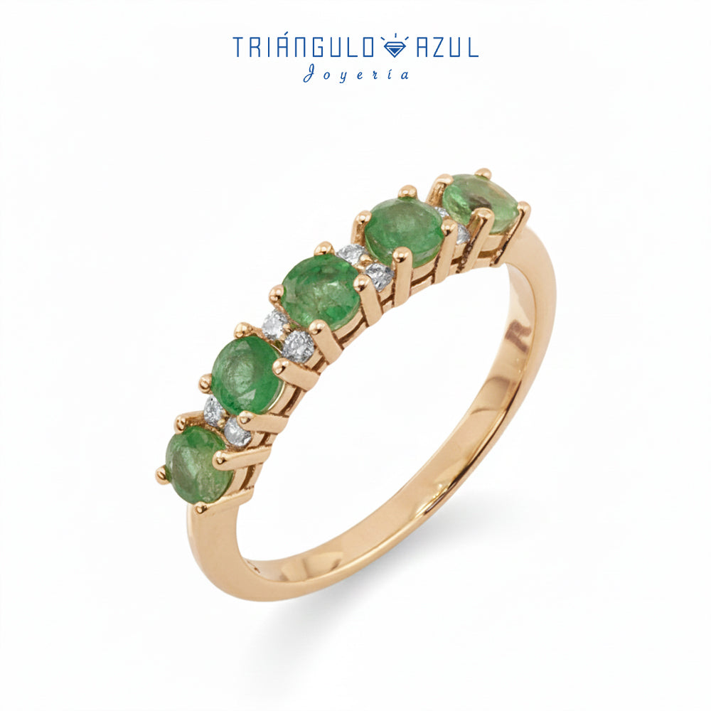 Churumbela Isabel con Esmeraldas con 0.65 CTS Total y Diamantes con 0.08 CTS Total en Oro Amarillo de 14K