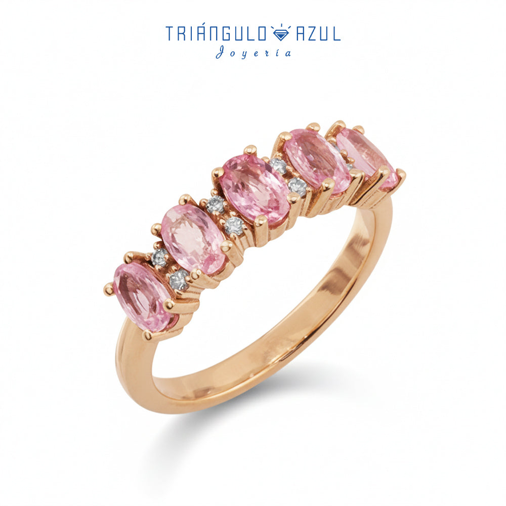 Churumbela Camila con Zafiros Rosas con 1.60 CTS Total y Diamantes con 0.08 CTS Total en Oro Amarillo de 14K